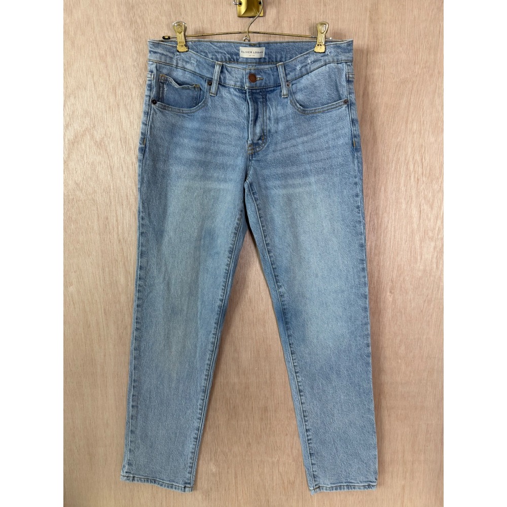 Oliver Logan Women Light Wash Straight Leg Jeans Size 27 Button Fly Eco Denim